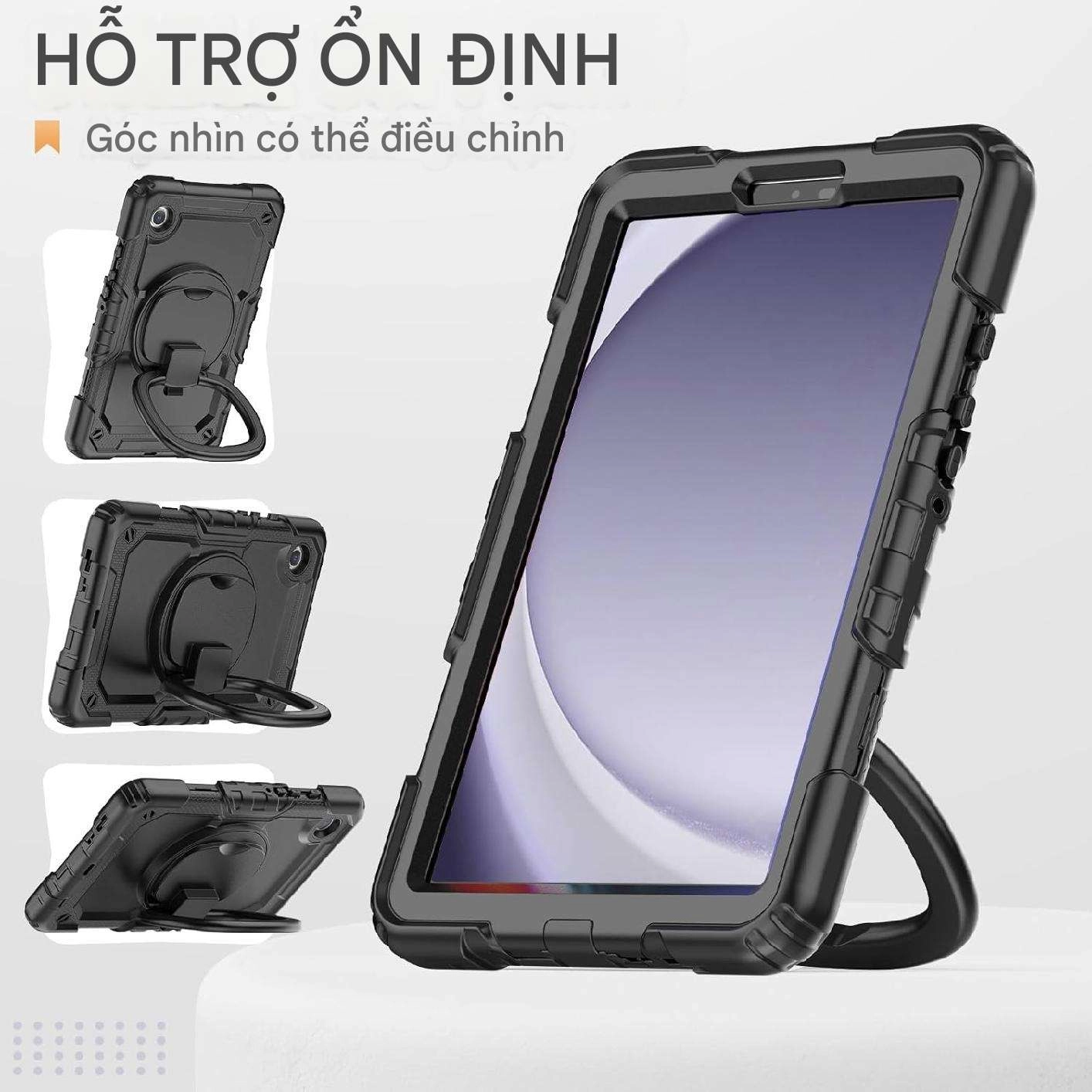 Ốp lưng chống sốc Samsung Tab A9 8.7inch (SM-X110/SM-X115) (3 lớp bảo vệ siêu bền, tay cầm xoay 360 độ